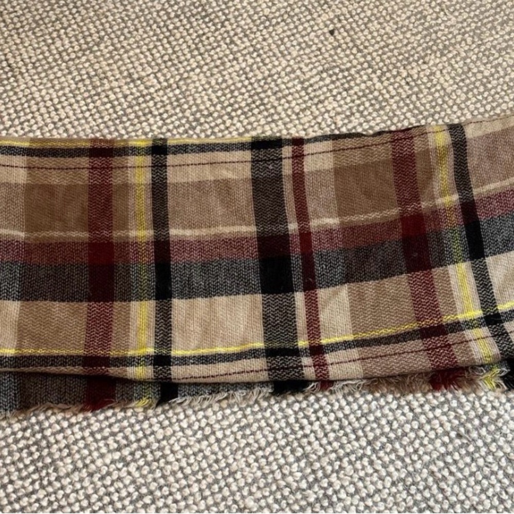 Plaid Scarf with Red and Brown Accents